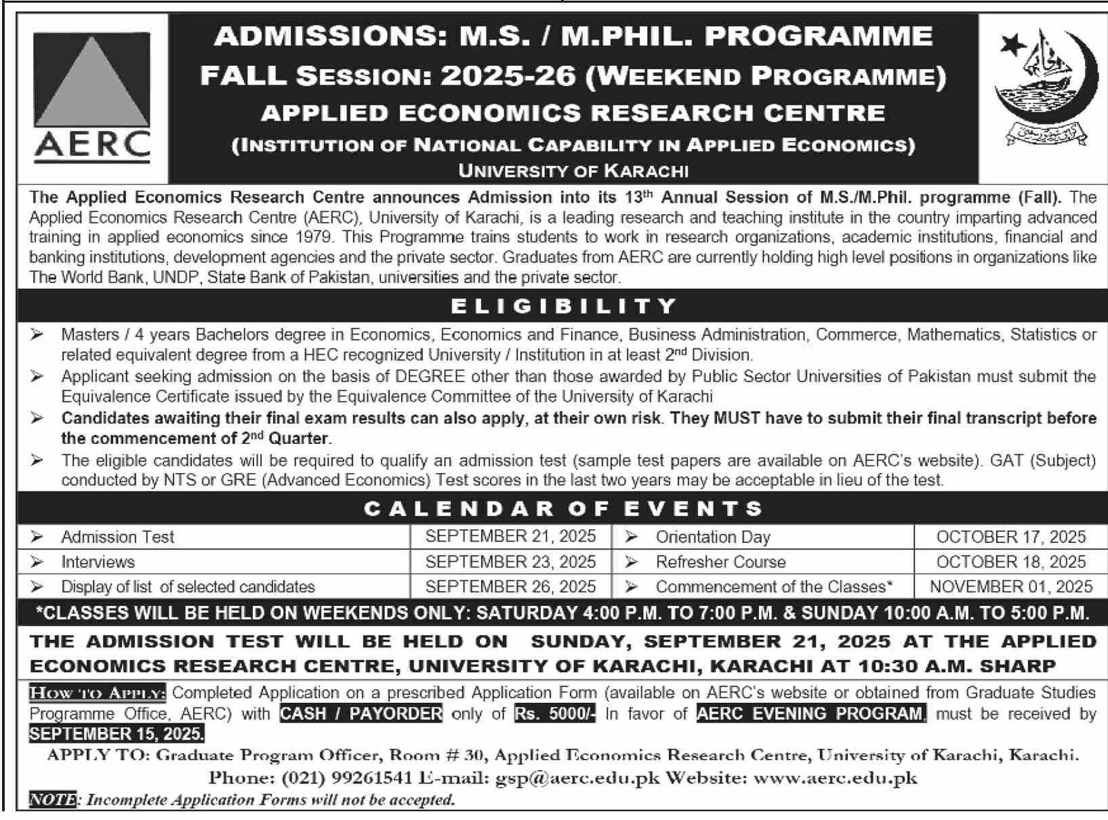 🎓 M.S./M.Phil. Programme (Weekend) – Fall Session 2025-26