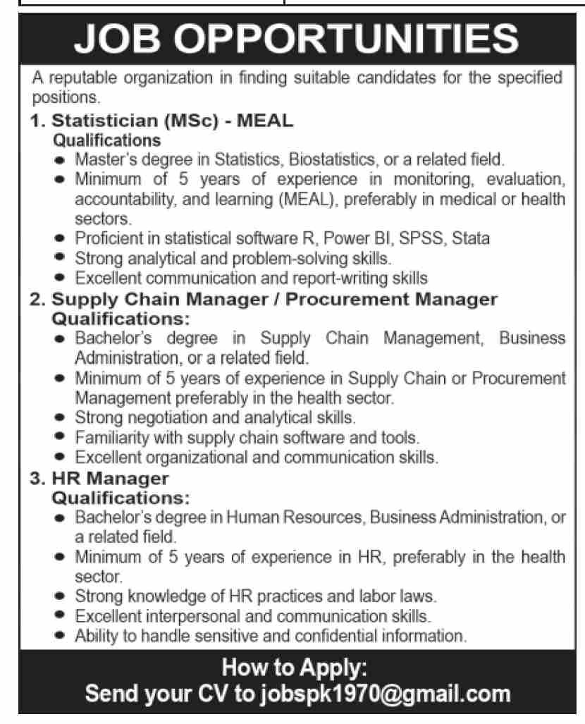 🧑‍💼 Latest Job Opportunities in Health Sector – Apply Now!