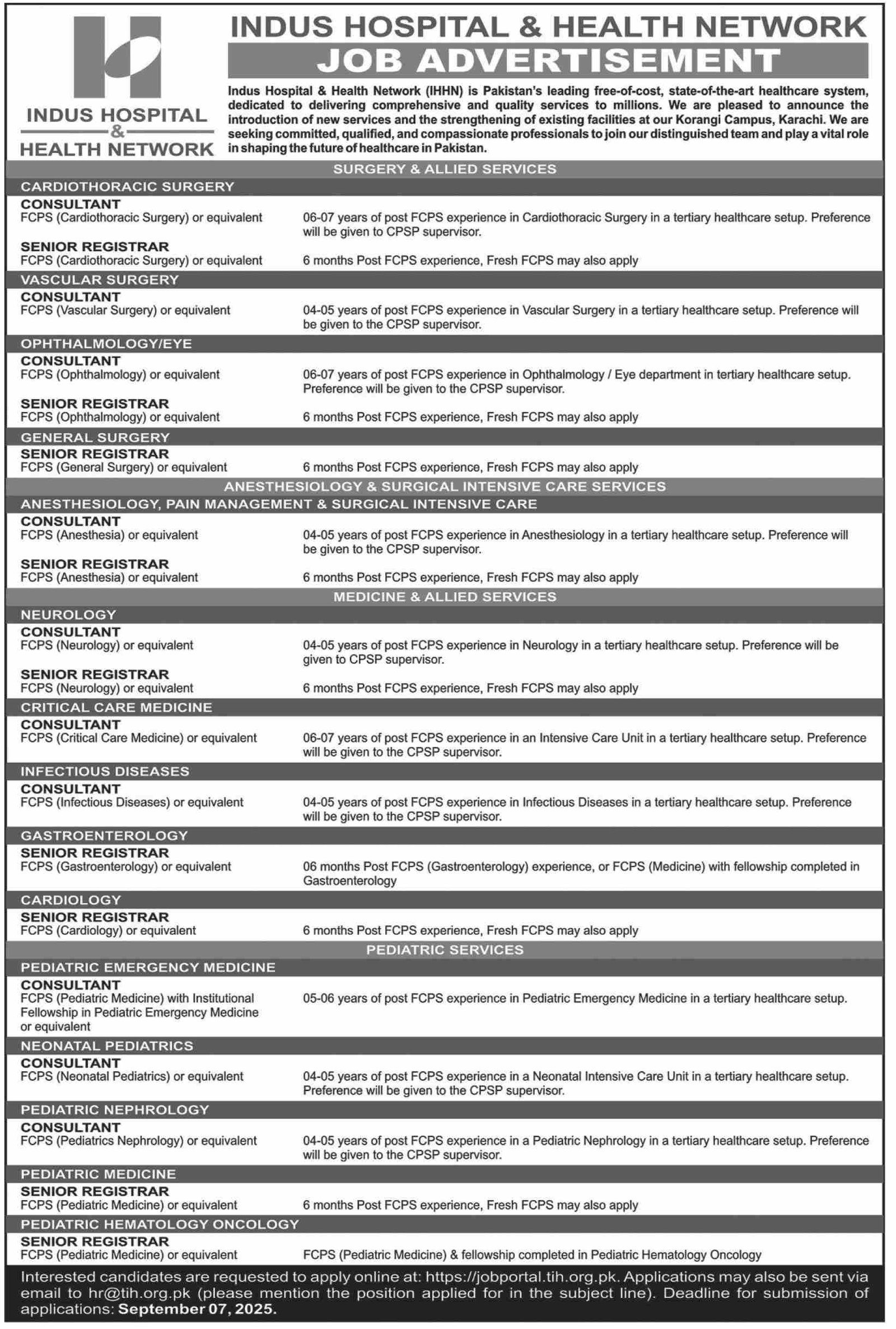 Indus Hospital & Health Network Job Opportunities 2025 – Apply Now