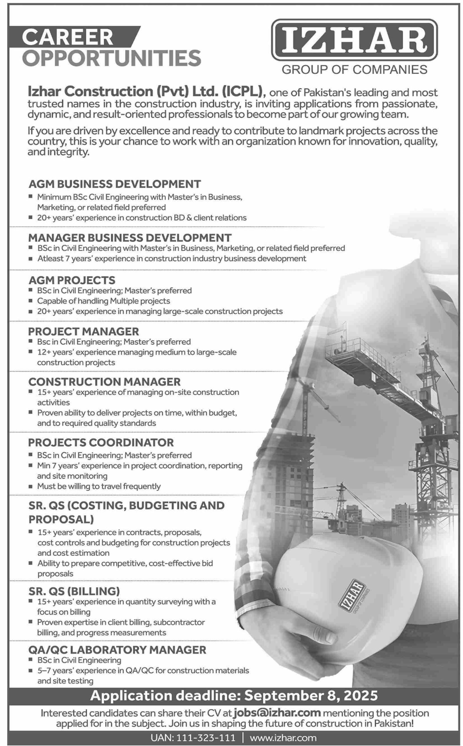 Izhar Construction Jobs 2025 – Career Opportunities at ICPL | Apply Now