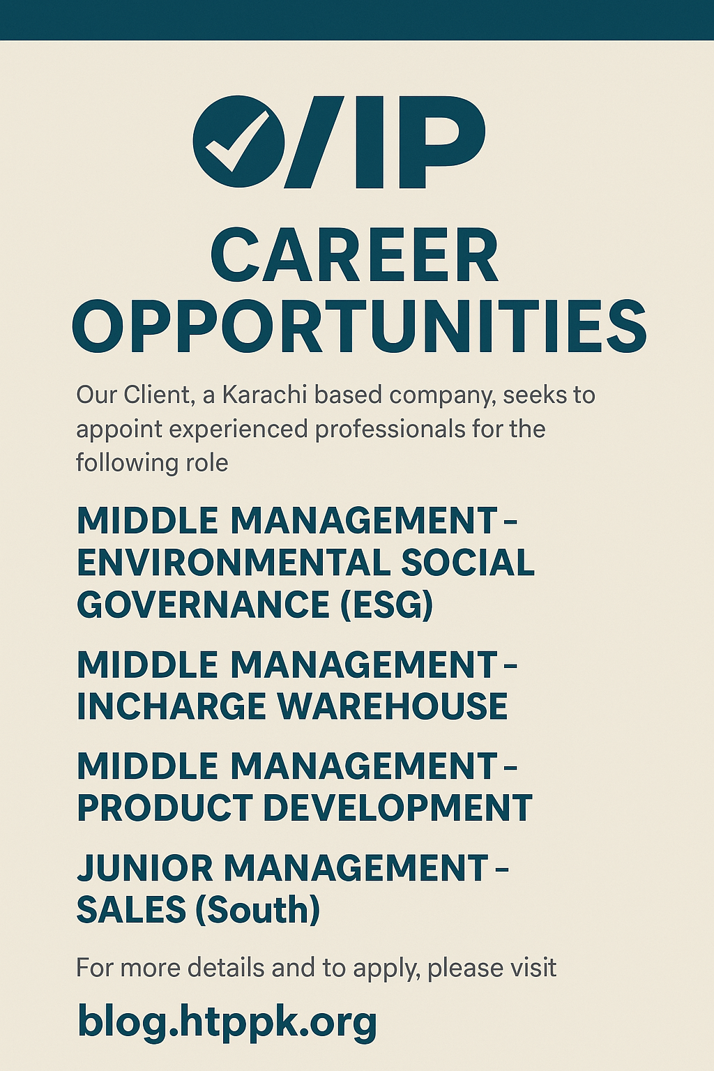 Karachi Career Opportunities 2025 – Middle & Junior Management Jobs