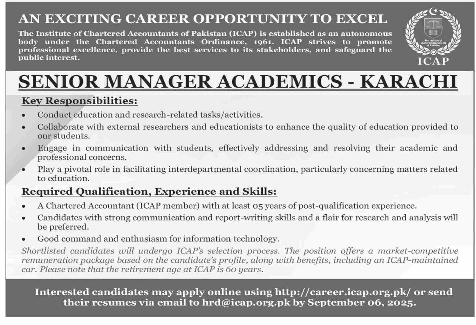 An Exciting Career Opportunity to Excel: Senior Manager Academics at ICAP