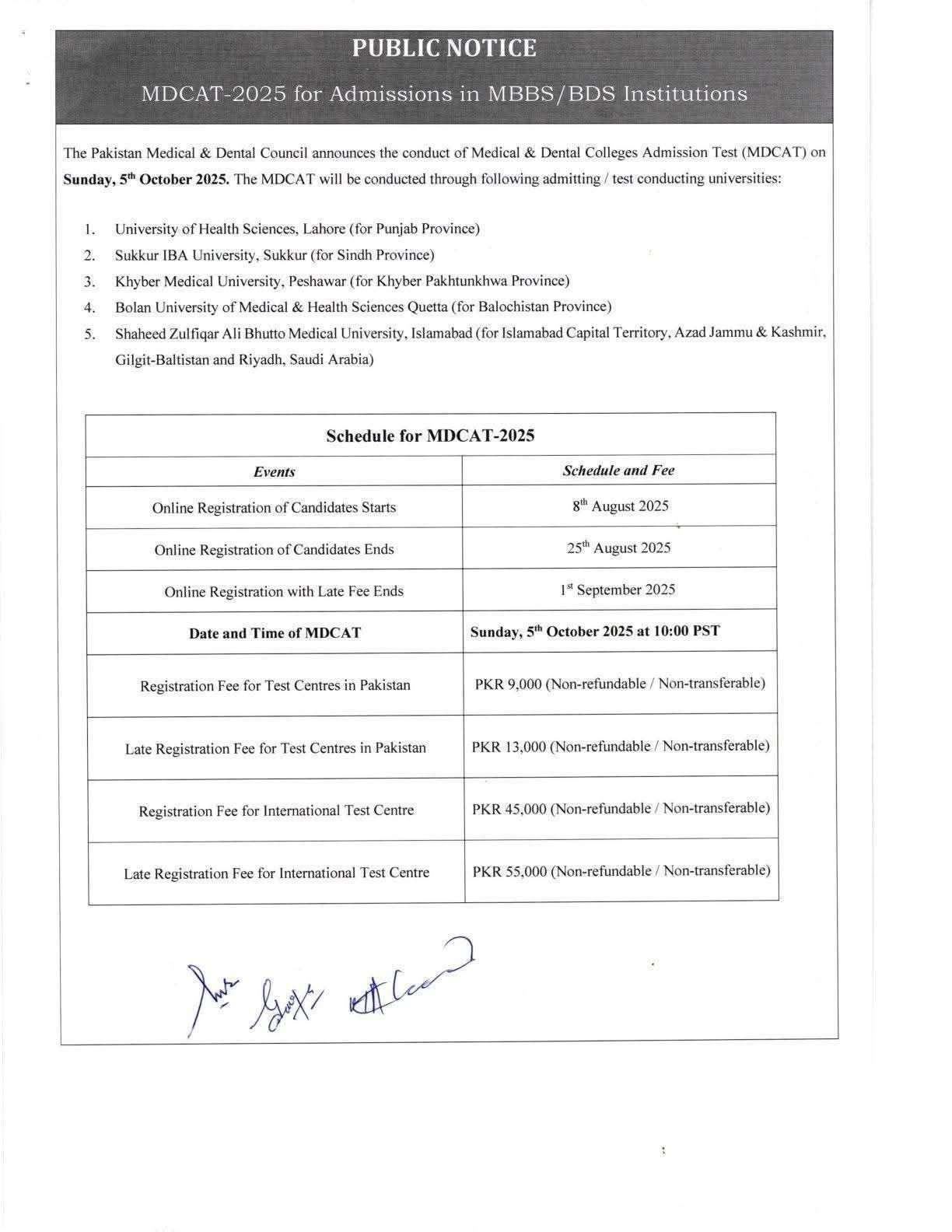 MDCAT 2025 Registration Schedule Announced