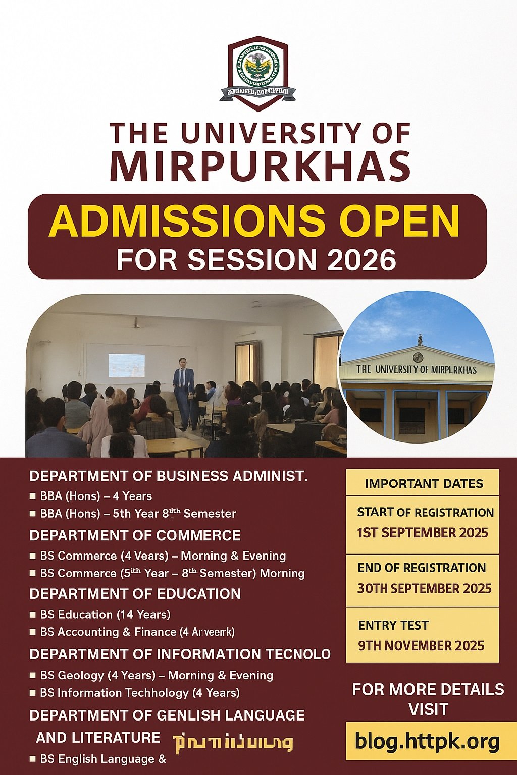 Admissions Open at The University of Mirpurkhas for Session 2026 – Apply Now!