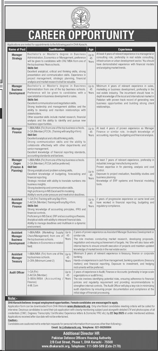 DHA Karachi Jobs 2025 – Career Opportunities in Defence Housing Authority