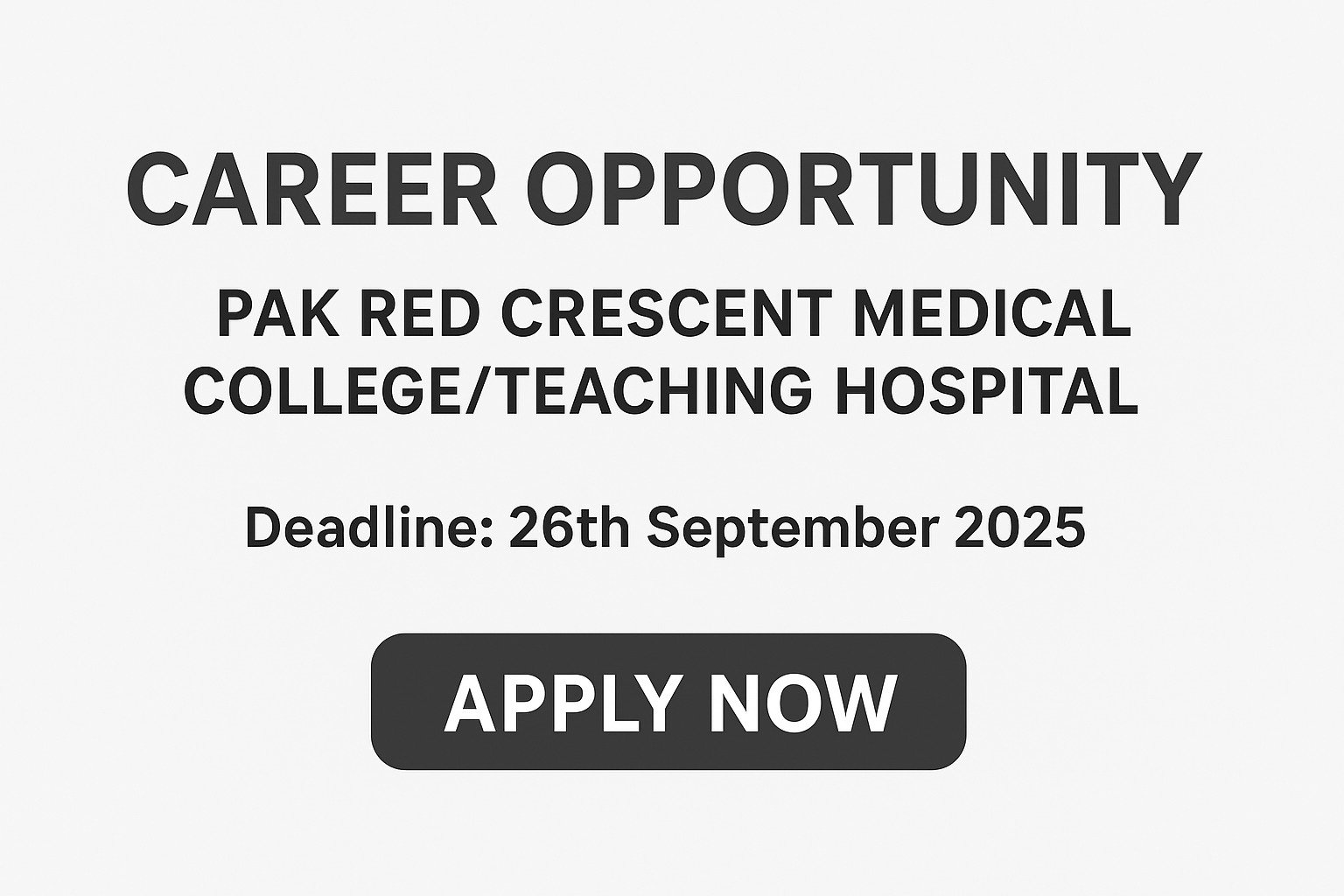 Career Opportunities at Pak Red Crescent Medical College/Teaching Hospital – Multiple Faculty & Administrative Positions