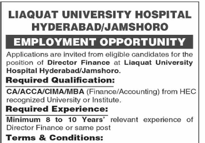 Professional Blog Post: Director Finance Opportunity at Liaquat University Hospital, Hyderabad/Jamshoro (LUH)